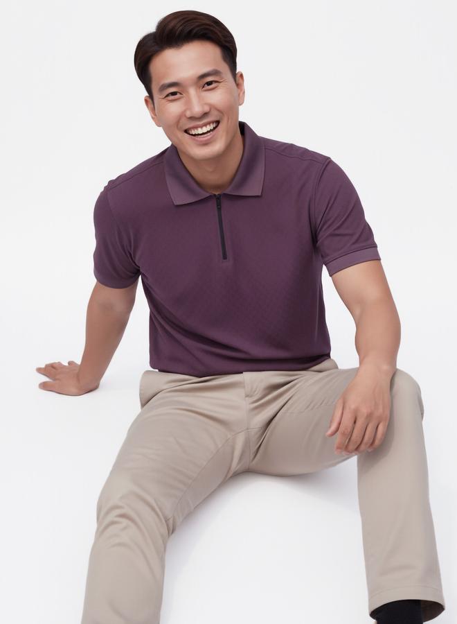 العشائر والهانز تيشيرت بولو مُحاك أرجواني بسحاب - Image 5